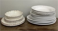 20 PIECES! Plates Lot - Brown Speckled and White