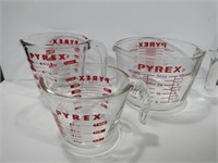 3 Pyrex glass measuring cups