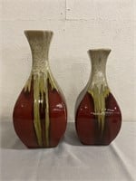 2 Glazed Pottery Vases