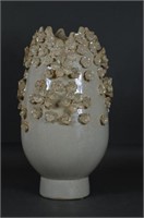 Pearlized Floral Vase w/ a lot of Applied Flowers