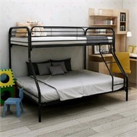 JURMERRY Twin-Over-Full Bunk Bed with Metal Ladder