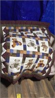HAND STITCHED TEDDY BEAR QUILT
