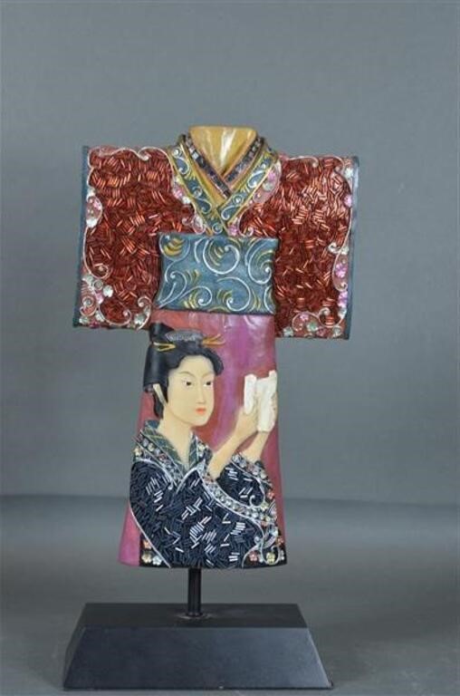 Decorative Japanese Painted & Beaded Kimono