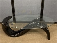 Glass Top Coffee Table W/ Black Plastic Base