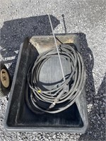 Power washer hose, mud pan