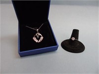 Silver Cubic Zirconia Ring w/Necklace