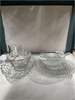 Lot of candlestick, hobnail, and clear glass