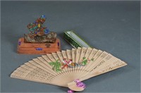 Butterfly Decoration & Wooden Chinese Fan