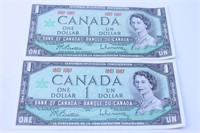$1 Canada 1967 Dollar Bill Lot of 2