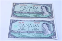 $1 Canada 1967 Dollar Bill Lot of 2
