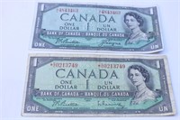 $1 Canada 1967 Dollar Bill Lot of 2