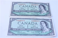 $1 Canada 1967 Dollar Bill Lot of 2