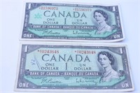 $1 Canada 1967 Dollar Bill Lot of 2