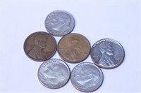 1940's 50's US Coin lot Penny DIme