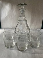 Decanter set missing one glass