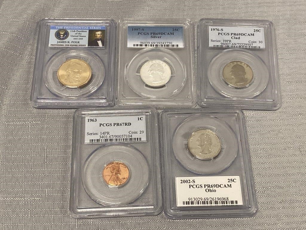 5 Graded Coins