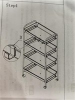 4 TIER WIRE STORAGE RACK WITH WHEELS 31 x10IN