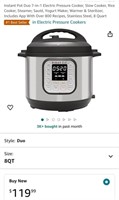 Electric Pressure Cooker (Open Box, Powers On)