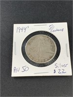 1944 S Silver Philippian 50 centavo coin AU detail