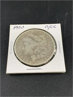 1900 O over CC Morgan silver dollar VF details