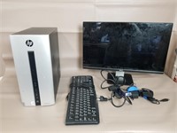 HP Desktop Computer with Dell Monitor, Keyboard