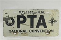 1965 NEW MEXICO PTA CONVENTION FRONT LICENSE PLATE