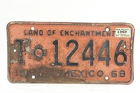 NEW  MEXICO 1968 LICENSE PLATE