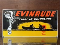 Evinrude Fishing Enamelled Metal Advertising Sign
