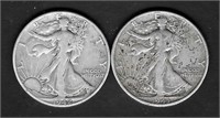 (2) Walking Liberty Silver Half Dollars, 1942/1943