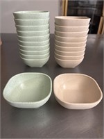 (20) Plastic Green and Pink Sauce Bowls