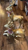 2 Gold  Paper Mache Christmas Deer, loose antler
