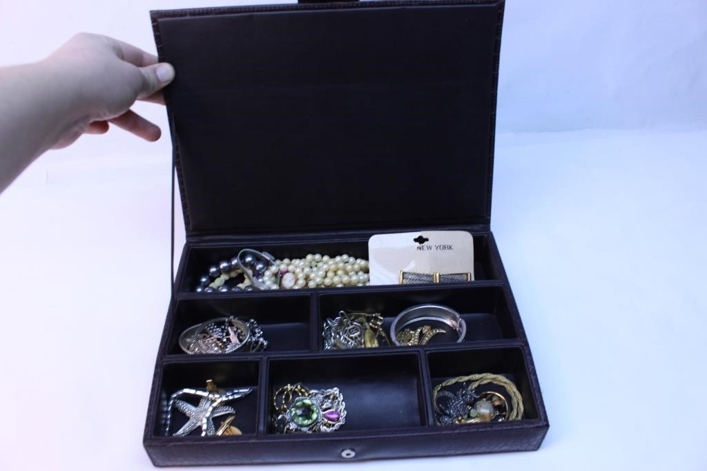 Jewelry Box Full of Bracelets,Cameo Brooch Pins lt