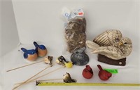 Ceramic Bird Decorations, and fake moss.