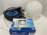 Pair of Extension Cords. A 100W bulb and a globe