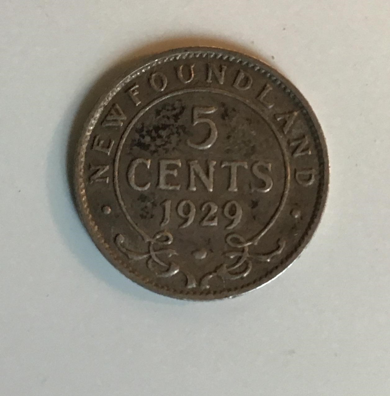NEWFOUNDLAND 5 CENT COIN CANADA
