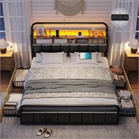 $220  Hasuit Queen Bed Frame  LED  Storage