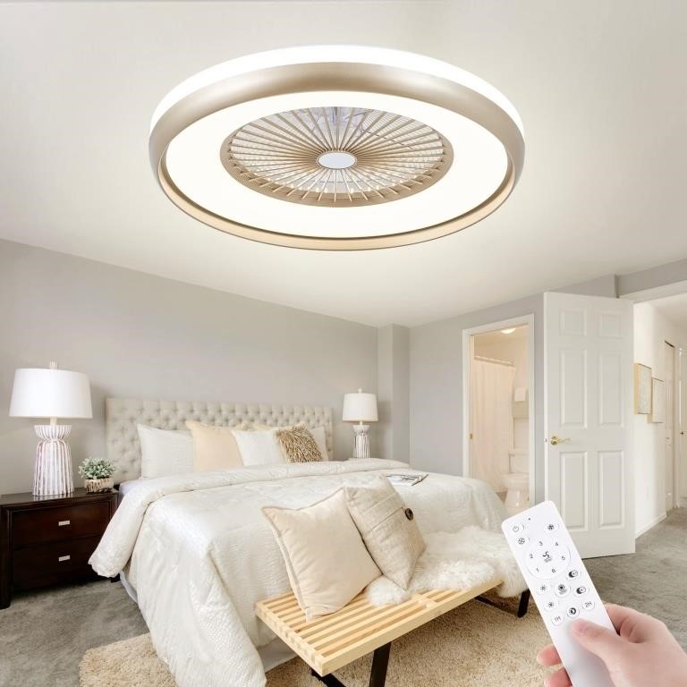 HUMHOLD 24" Bladeless Ceiling Fan with Lights