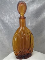 Vintage Amber Cut Glass Decanter 13"