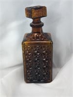 Mid Century Modern Pressed Amber Glass Liquor