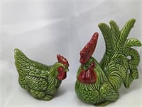 1960's  Ucagco Rooster & Hen Ceramic Hand Painted