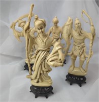 Vintage Resin Ivory Colored figurines Japanese