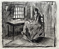 Drawing on paper ,Vincent Van Gogh