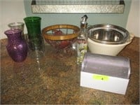 Fruit bowl, vases, strainers and misc