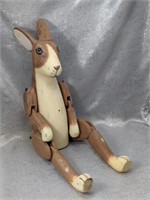 Folk Art Hand Painted Bunny Rabbit Wood Doll With