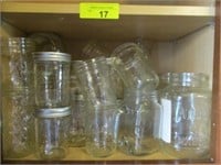 Glass jars in cabinet