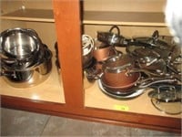 Pots and pans under cabinet