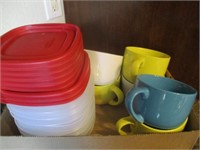 Soup bowls and plastic storage containers