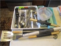 Silverware, rolling pin, grilling utensils