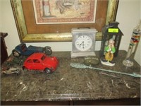 Clock, lantern, cars, misc