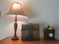 Lamp, trunk and clock